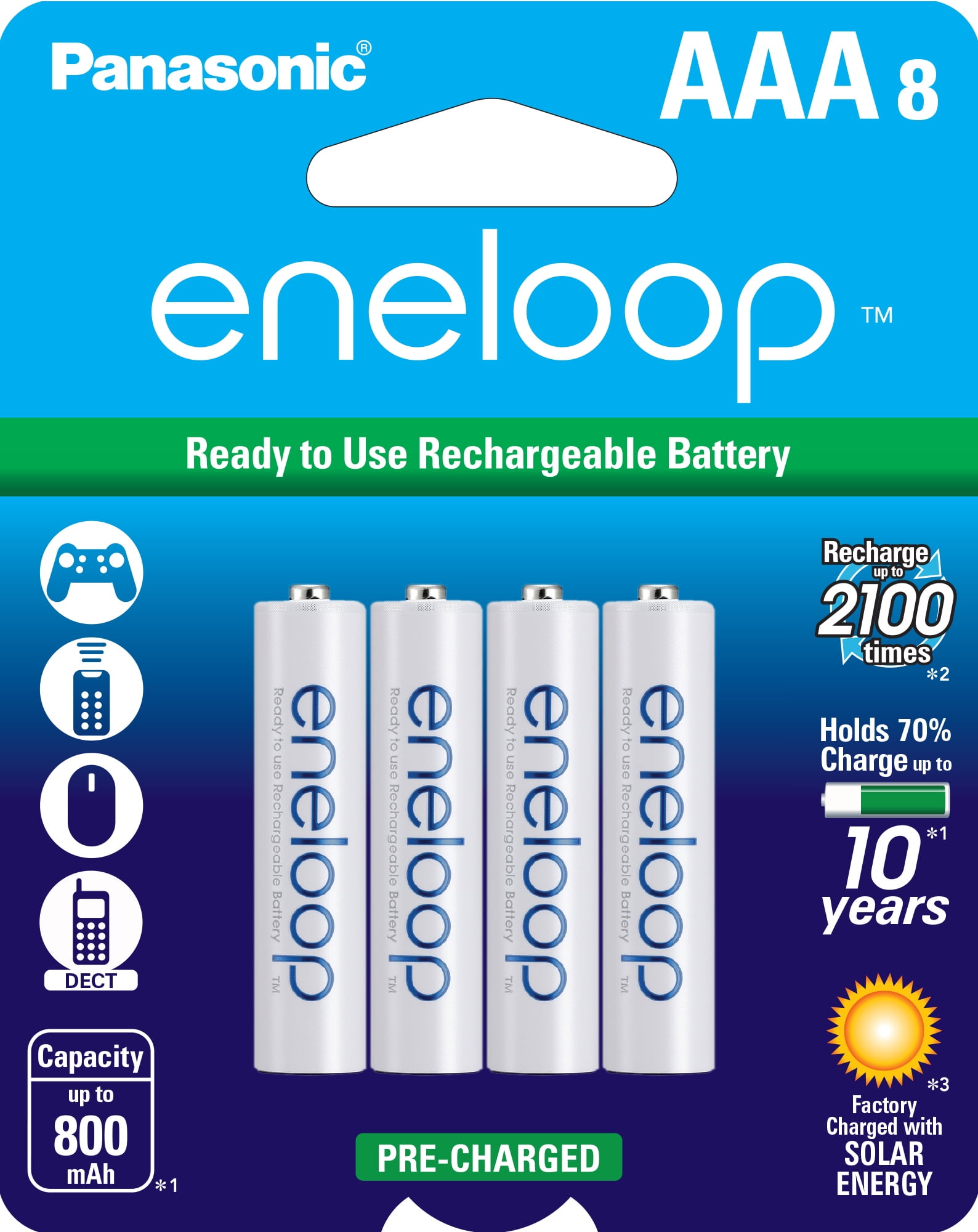 Eneloop TS-9RO6-4EQX AAA 4th Generation 800mAh Min 750mAh NiMH Pre-Charged Rechargeable Battery with Holder Pack of 10 