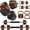 44 Lbs, variant on ARVAKOR 66Lbs Adjustable Dumbbell Set – Octagonal Anti-Roll Design, Non-Slip Grip, Versatile Weights with Barbell, Kettlebell, Push-Up Options, Orange