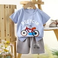 thumbnail image 2 of ZACPNCV 2PCS Toddler Baby Boy Summer Pajamas Outfit Short Sleeve Cartoon Print Smocked T-shirt Elastic Waist Shorts Summer Clothes 18-24 Months, 2 of 3
