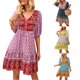 thumbnail image 1 of Sunloudy, vestido de media manga para mujer, estampado Floral Vintage, vendaje de botones, vestido bohemio de verano para vacaciones, ropa de calle de fiesta Sunloudy  S M L XL, 1 of 8