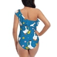 thumbnail image 5 of Easygdp Cartoon Goose Women's One Shoulder Ruffle Monokini Bathing Suits with Removable Chest Pad, Quick Drying - Large, 5 of 8