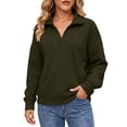 thumbnail image 3 of Jsaierl Quarter Zip Sweatshirts for Women Fall Solid Color V Neck Sweatshirt Lightweight Loose Fit Pullover Cotton Working Out Long Sleeve Tops, 3 of 9