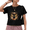 1-Black, variant on Giffimy Women's Blue Watercolor Dragonfly Wildflower Wreath Graphic Short Sleeve Crop T-Shirt XS-XL Breathable Crewneck Top