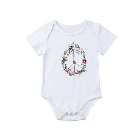 

Newborn Infant Baby Girls Short Sleeve Floral Wreath Romper Jumpsuit Outfits