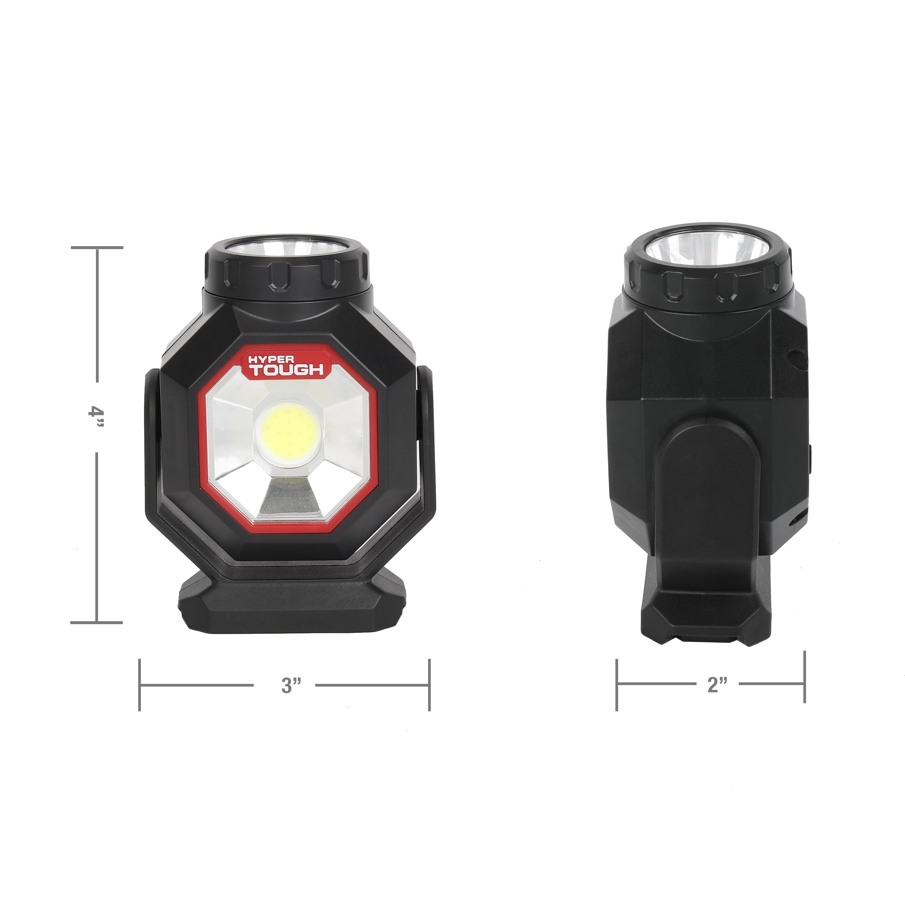 (2 pack) Hyper Tough 500 lm Rechargeable LED Compact Work Light, Black
