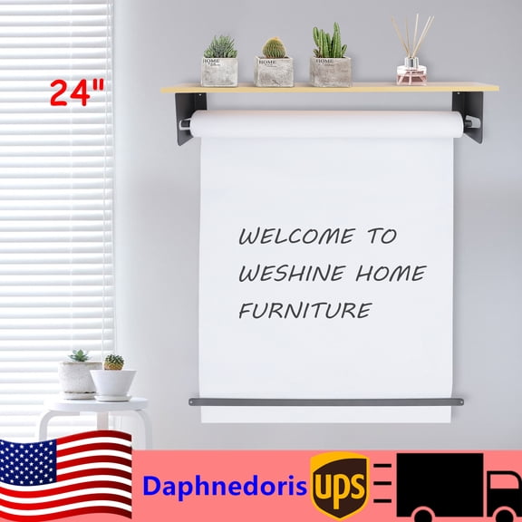 24" Wall Mounted Kraft Paper Roll Holder Dispenser Paper Roll Cutter Decoration