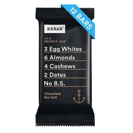 RXBAR Chocolate Sea Salt Whole Food Protein Bar, Gluten-Free, 12 (Best Healthy Energy Bars)