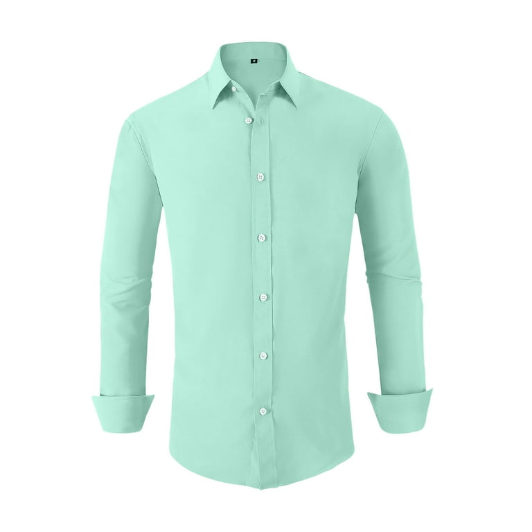 Lumtrix Men's Dress Shirts Solid Long Sleeve Stretch Loose Fit
