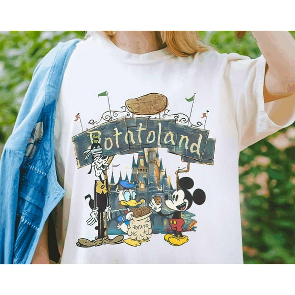 Vintage Disney Mickey And Friends T-Shirt, Disney Potatoland Shirt, Donald Goofy Disney Castle Tee, Funny Magic Kingdom, Disney Family Trip