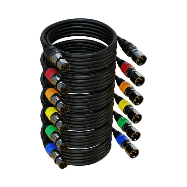 Cables XLR AuxLink de 50 pies, paquete de 6, balanceados macho a hembra