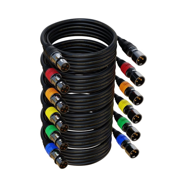 Cable de micrófono XLR AuxLink XLR de 7,6 m, paquete de 6 unidades, chapado en oro