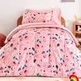 thumbnail image 4 of Sleep Zone Kids Bedding Comforter Set Full/Queen Size - Super Soft & Cute Printed 3-Piece Comforter Set All Seasons for Boys, Girls, Fade Resistant, Machine Washable, Pink Flower, 4 of 7