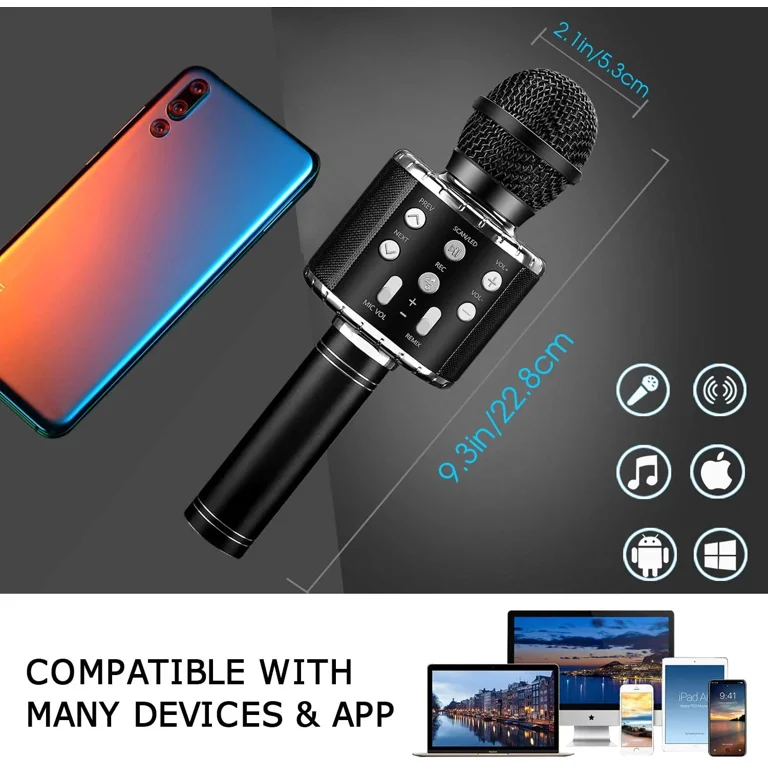 Toys For 3-16 Years Old Girls Gifts,Karaoke Microphone For Kids Age 4-12,Best  Fun Birthday Gifts For 5 6 7 8 9 10 11 Years Teens Girl Boys(Black) 