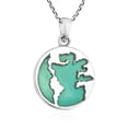 thumbnail image 4 of Traveler World Map Mother Earth Green Turquoise Sterling Silver Necklace, 4 of 6