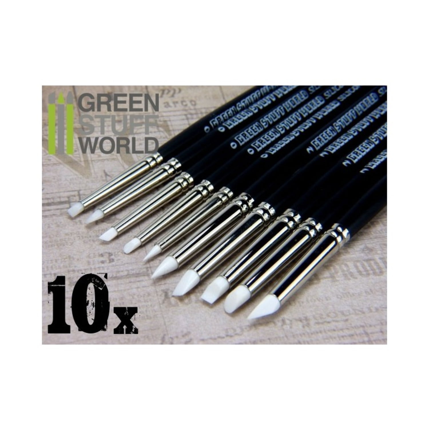 Green Stuff World Colour Shapers Brush Set Combo - White, Soft #0/#2 New