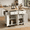 White-Drop Leaf, variant on RichYa Kitchen Island with Storage and Drop Leaf, Kitchen Islands Cart on Wheels, Microwave Table with Rubber Wood Top, Drawers and Spice & Towel Rack