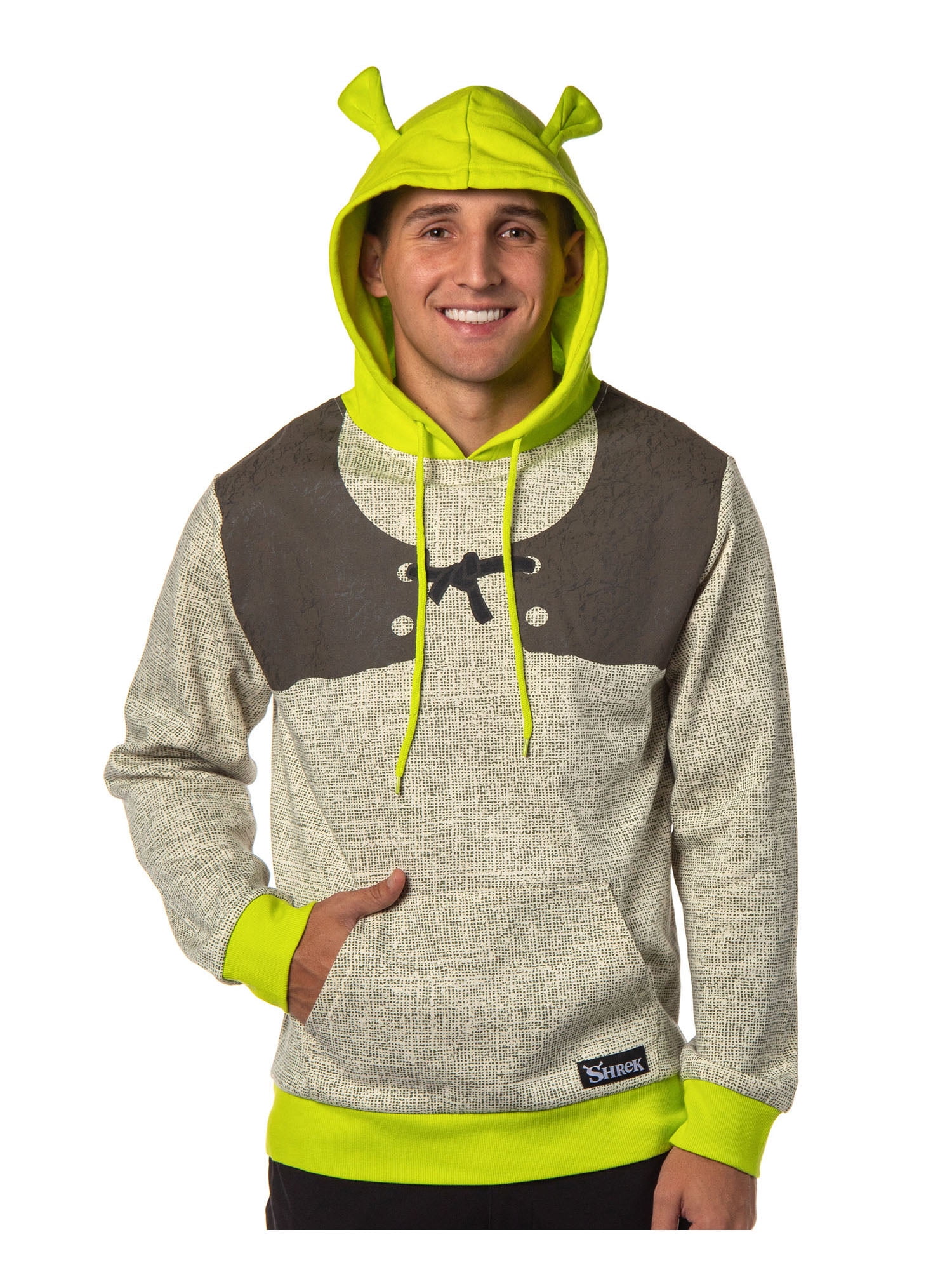 Shrek Costume Pullover Hoodie Sweatshirt With 3D Trumpet Ears On Hood