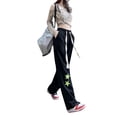 thumbnail image 3 of Women Streetwear Sweatpants Drawstring Elastic Waist Loose Wide Leg Joggers Y2k Star Print Pants Harajuku Trousers, 3 of 5