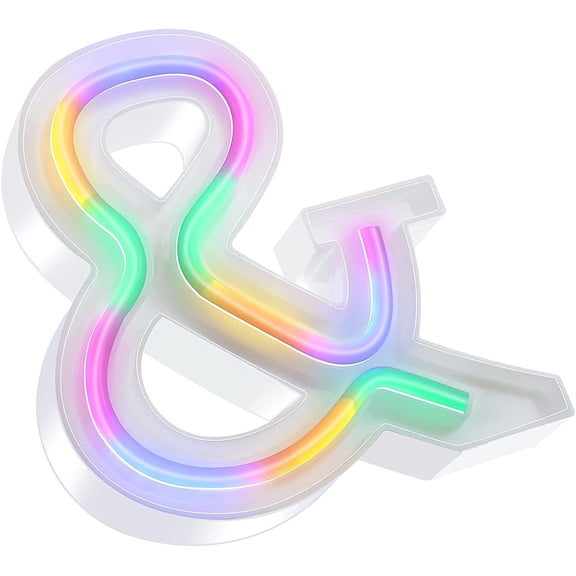 LED Neon Sign,Multicolor Alphabet Letters, Battery & USB Powered Light Up Marquee Lights for Custom Wall Decor, Home, Bar, Wedding & Party