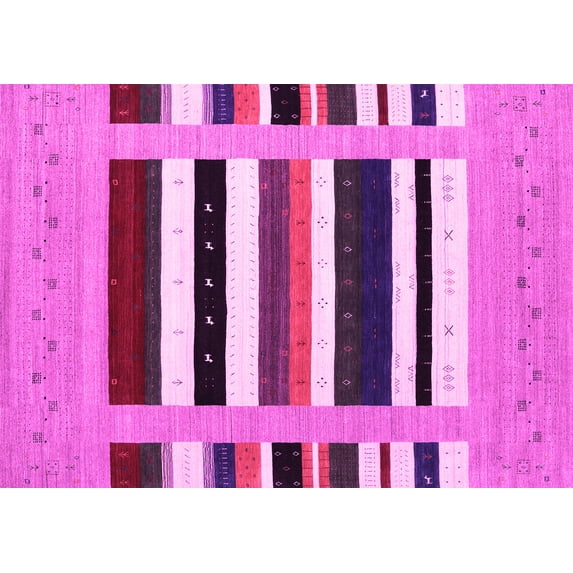 Ahgly Company Indoor Rectangle Abstract Pink Contemporary Area Rugs, 7' x 9'