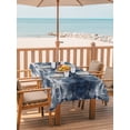 thumbnail image 2 of Outdoor Tablecloth with Umbrella Hole for Patio/Picnic/Party/Camping, Navy Blue Waterproof Table Cloth Rectangle Table Cover Washable, Vintage Abstract Minimalist Tie-dye Art (60"x 120"), 2 of 9