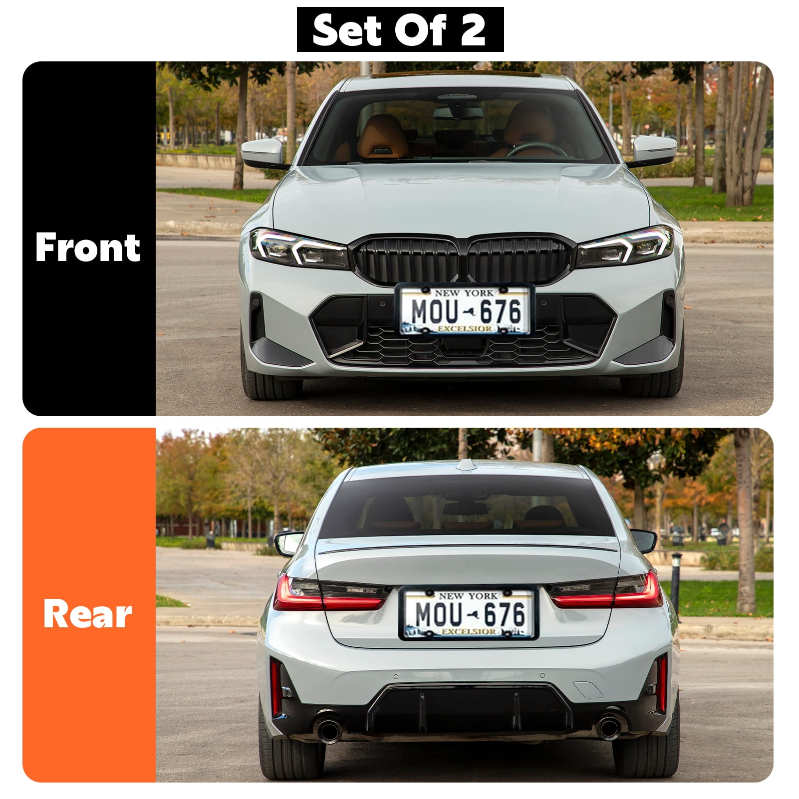 Amaopus 2 Pcs Clear License Plate Covers and Frames, Car License Plates Shields Holder Fits Any Standard US Plates with Screws Caps, Rust-Proof Clear Holder, Universal Car Accessories (Transparent)
