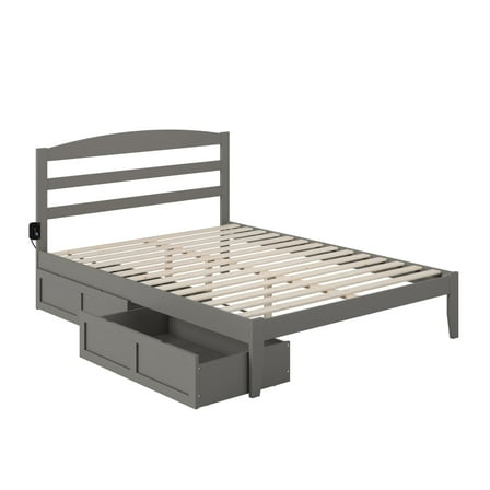AFI Warren Solid Wood Queen Bed w/ 2 Drawers in Gray