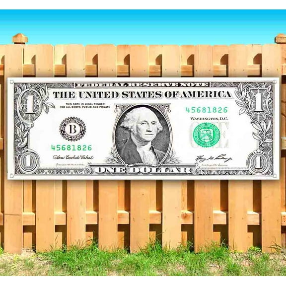 Dollar Bill 13 oz Vinyl Banner With Metal Grommets