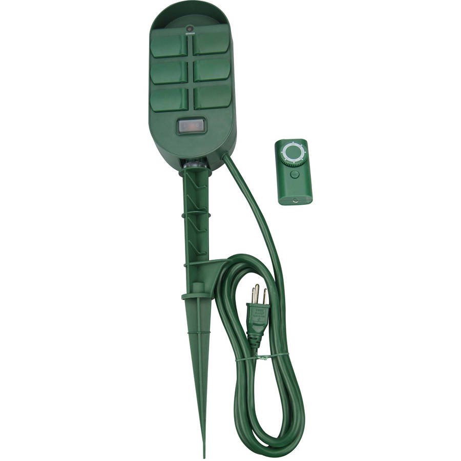Woods 59785 6Outlet Power Stake with Timer and Remote Control