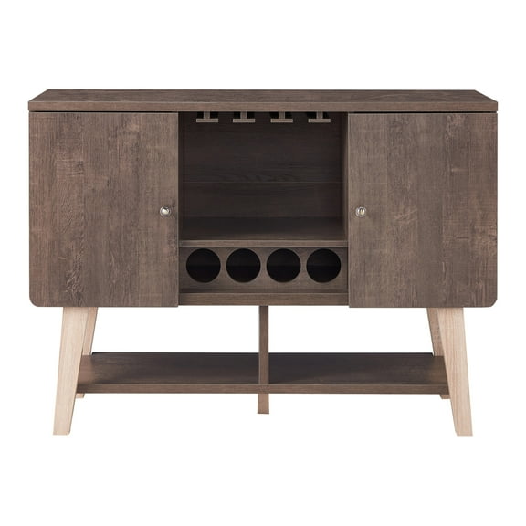 Furniture of America Amani Buffet with Wine Rack, Walnut Oak