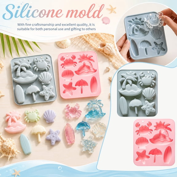 Chocolate Mold, Silicone Molds for Chocolate and Candy, Silicone Molds for Baking Beach Themed Treats, Silicone Molds for Resin and Crafting, Pink Beach Shape Silicone Mold with