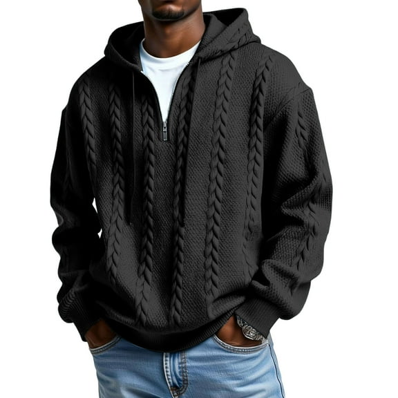 Mens Oversized Hoodies Sweatshirt Quarter Zip Pullover Casual Long Sleeve Hooded Sweatshirts M-3XL