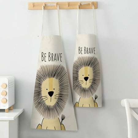 

XWQ Comfortable Cotton Flax Apron Extanded Strap Cute Cartoon Animal Pattern Cooking Apron for Home