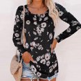 thumbnail image 2 of Loose Fit Blusa Cuello Redondo Manga Larga Imprimir Mujeres Casual Top Botón Mujeres Casual Top Negro XXL, 2 of 6