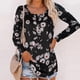 thumbnail image 2 of Loose Fit Blusa Cuello Redondo Manga Larga Imprimir Mujeres Casual Top Botón Mujeres Casual Top Negro S, 2 of 6