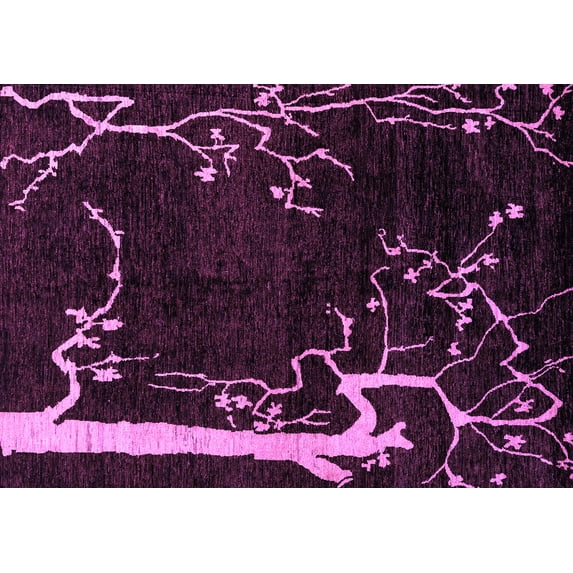 Ahgly Company Indoor Rectangle Oriental Purple Modern Area Rugs, 6' x 9'