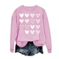 thumbnail image 1 of Penkiiy Chandail en Molleton Imprimé Cœur pour Femmes Manches Longues Col Rond Décontracté Vintage Amour Graphique Chandail TP Rose, 1 of 4