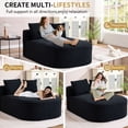 thumbnail image 3 of CQSXDA Convertible Corduroy Chaise Lounge Chair with Two Pillows 67.5'' Sofa Bed No Assembly Required for Home, Black, 3 of 11