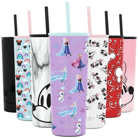 Simple Modern Disney 24oz Classic Tumbler with Straw Lid & Flip Lid - Travel Mug Gift Vacuum Insulated Coffee Beer Pint Cup - 18/8 Stainless Steel Water Bottle Disney