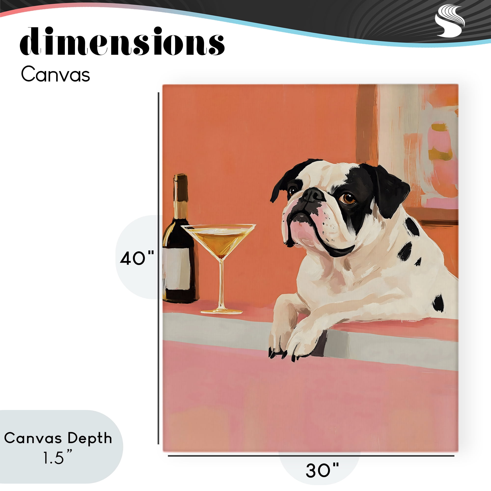 Stupell Industries Bulldog at Martini Lounge Canvas Wall Art, design by The Prints Vibe
