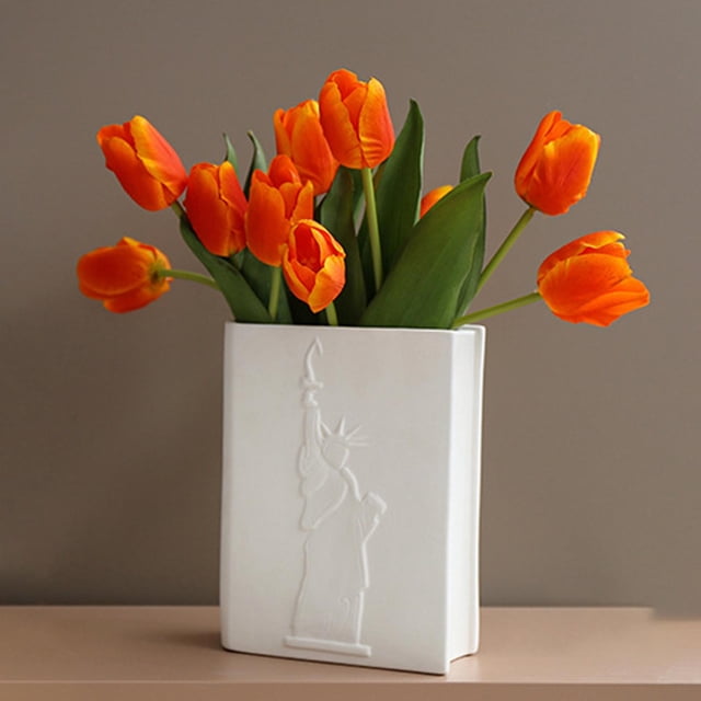 Florero libro florero ornamento centros de mesa jarrones de plantas jarrones decorativos jarrón acrílico para estantería sala de estar decoración de BLESIY florero de libros