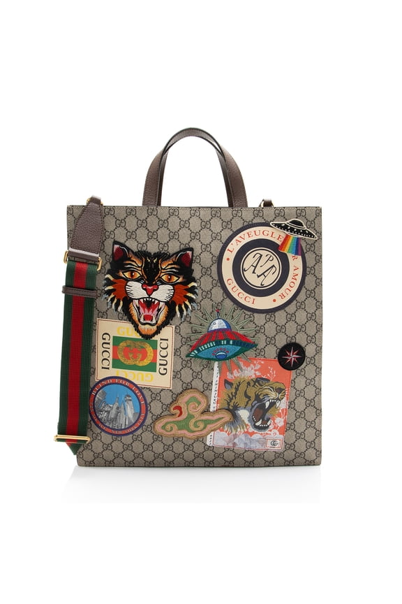 Pre-Owned Gucci GG Supreme Soft Vertical Courrier Tote