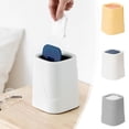 thumbnail image 1 of Bote de basura de escritorio con tapa | Pequeño cubo de basura de plástico para el dormitorio del escritorio | Tamaño compacto de 7x5 pulgadas | Contenedor de sellado de olores | Papelera moderna, 1 of 7