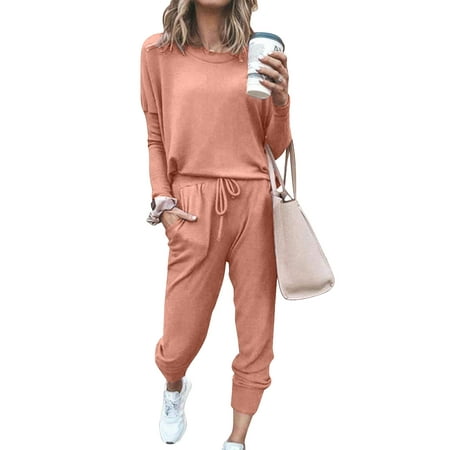 

Uniexcosm Women’s Pajama Set Long Sleeve Top Pjs Lounge Sets with Pocket