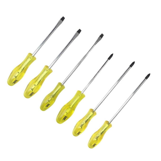 Juego De 6 Desarmador Punta Plana y Phillips Cruz Mango Pvc Linea Keer Santul Punta plana y cruz