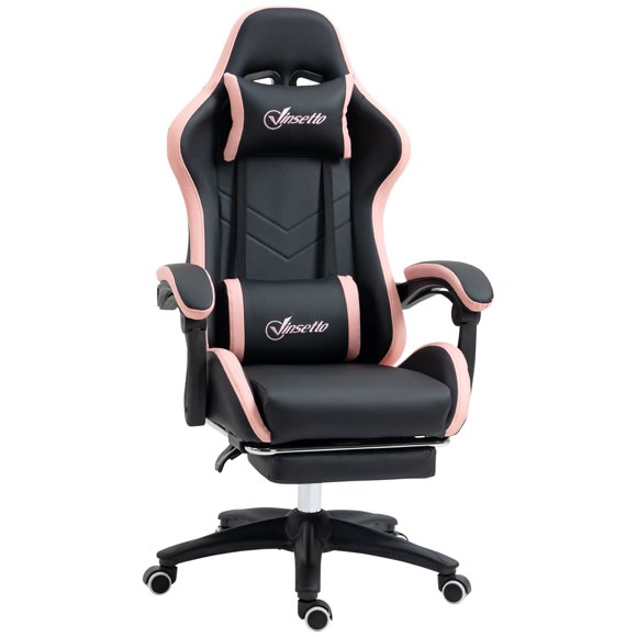 Vinsetto Chaise de Jeu pour Ordinateur, Chaise de Bureau en Cuir PU, Noire