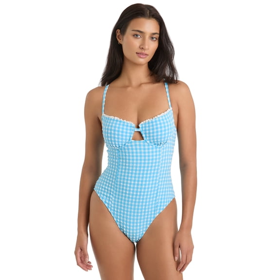 Jessica Simpson Women's Gingham Underwire One-Piece Swimsuit, Sizes XS-2XL
