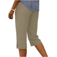thumbnail image 4 of Miluxas Women's Casual Loose Fit Capris High Waisted Drawstring Cropped Pants with Button Details Khaki, 4 of 5