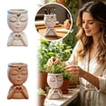 thumbnail image 4 of Face Planter Pot with Heart Hands, Resin Head Planter for Indoor Plants, Cute Succulent Pots with Drainage Hole, Gardening Gifts for Women Mom Teacher, 4.8" Home Decor,White,Pack of 1, 4 of 4