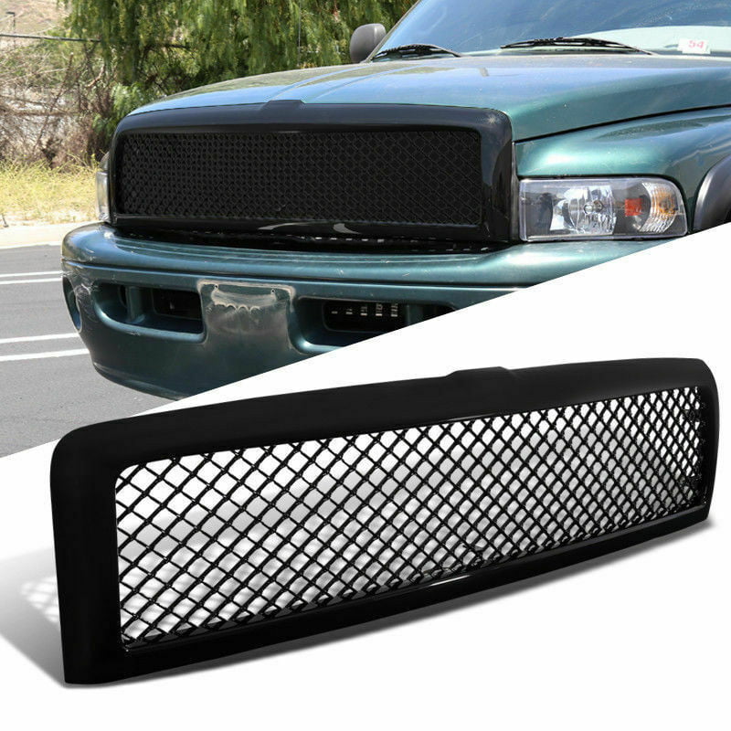Glossy Black Mesh Hood Bumper Grill Grille Abs Honeycomb Fit 94 02